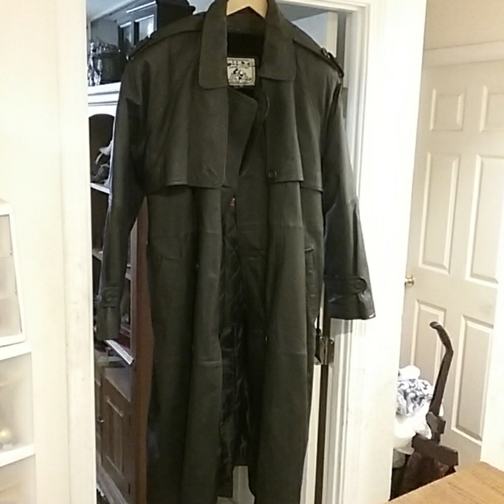 Wilda Men Genuine Leather Trench Coat size 2XL